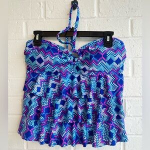 NWOT Collections by Catalina Vibrant Blue Patterned Women's Swim Takini Size L